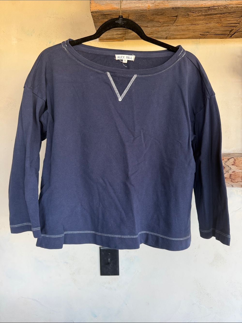 Alex Mill Navy Crewneck Sweatshirt with Contrast Stitching